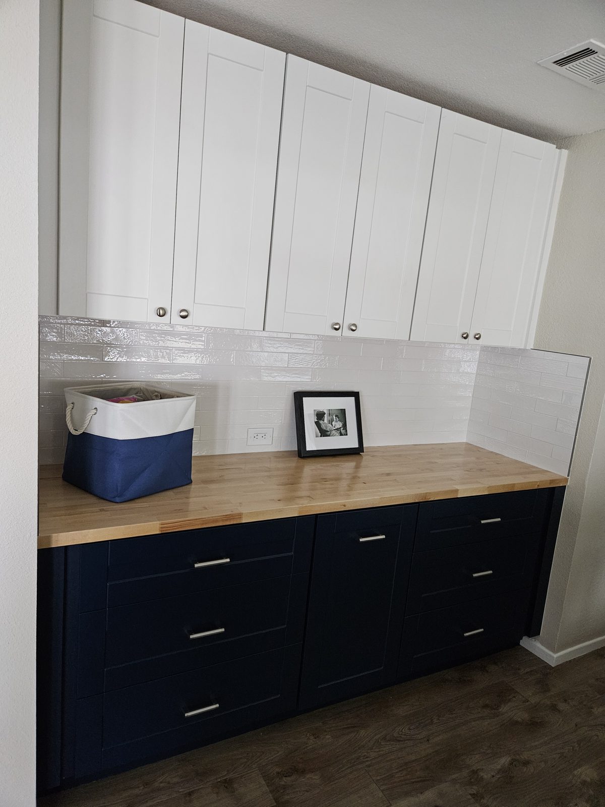 Closet converted into a custom shelved kitchen pantry