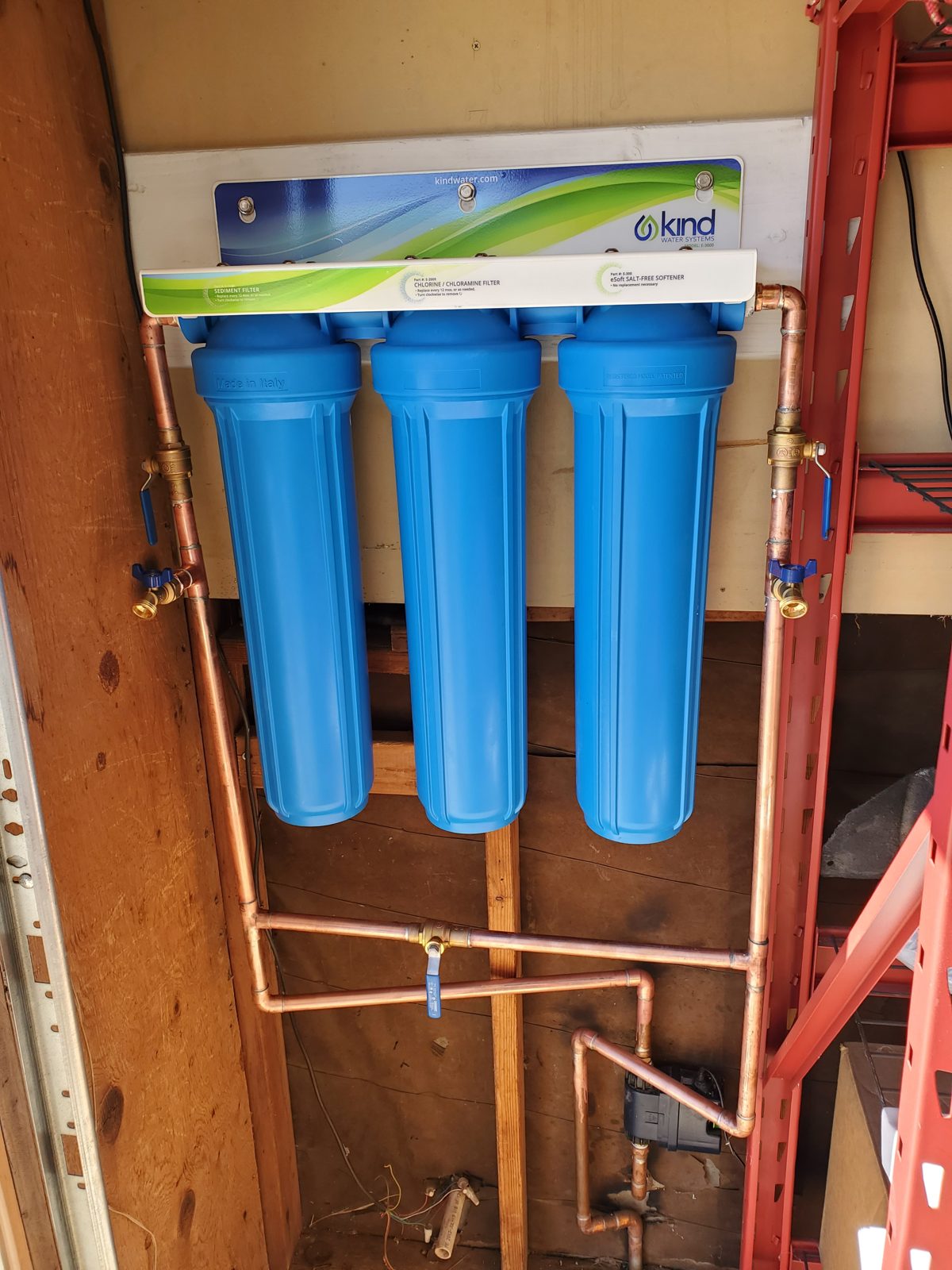 Whole house water filtration system installed