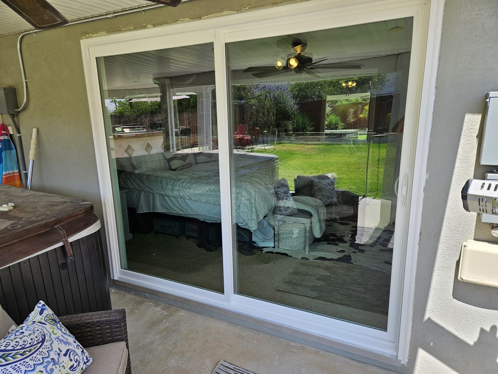 Eight foot sliding patio door installed
