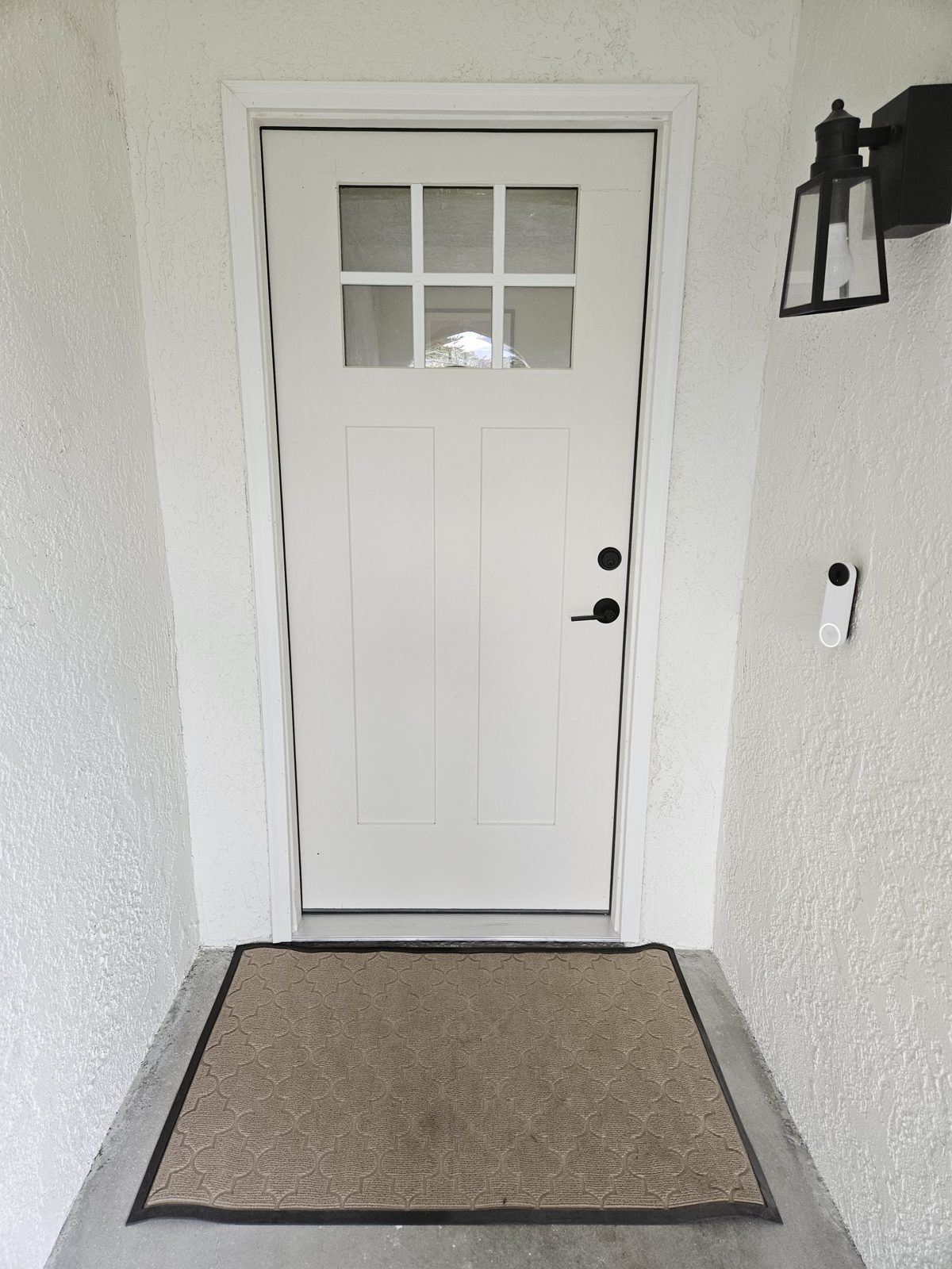 Front door installation viewed from the exterior