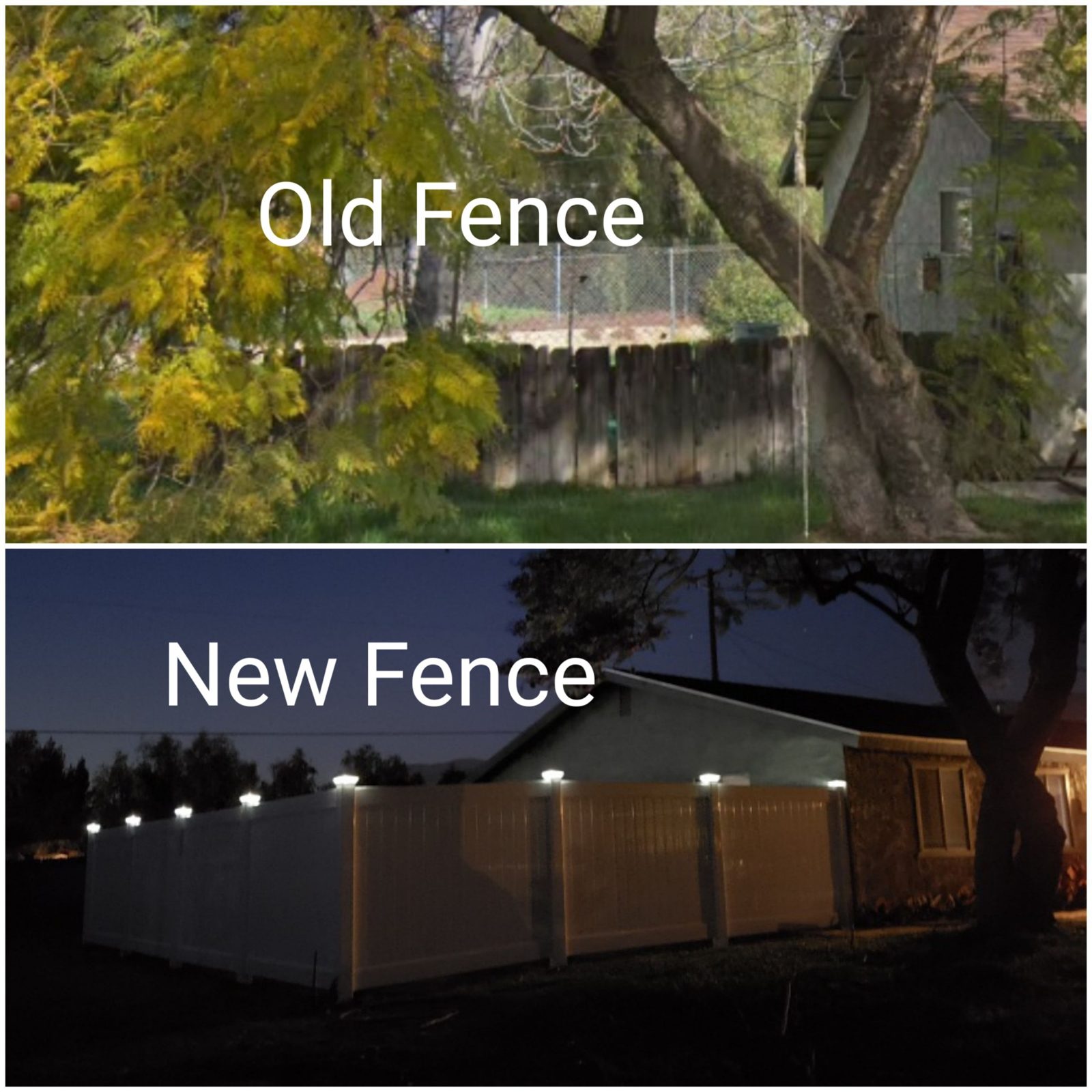 Fence before and after rebuild