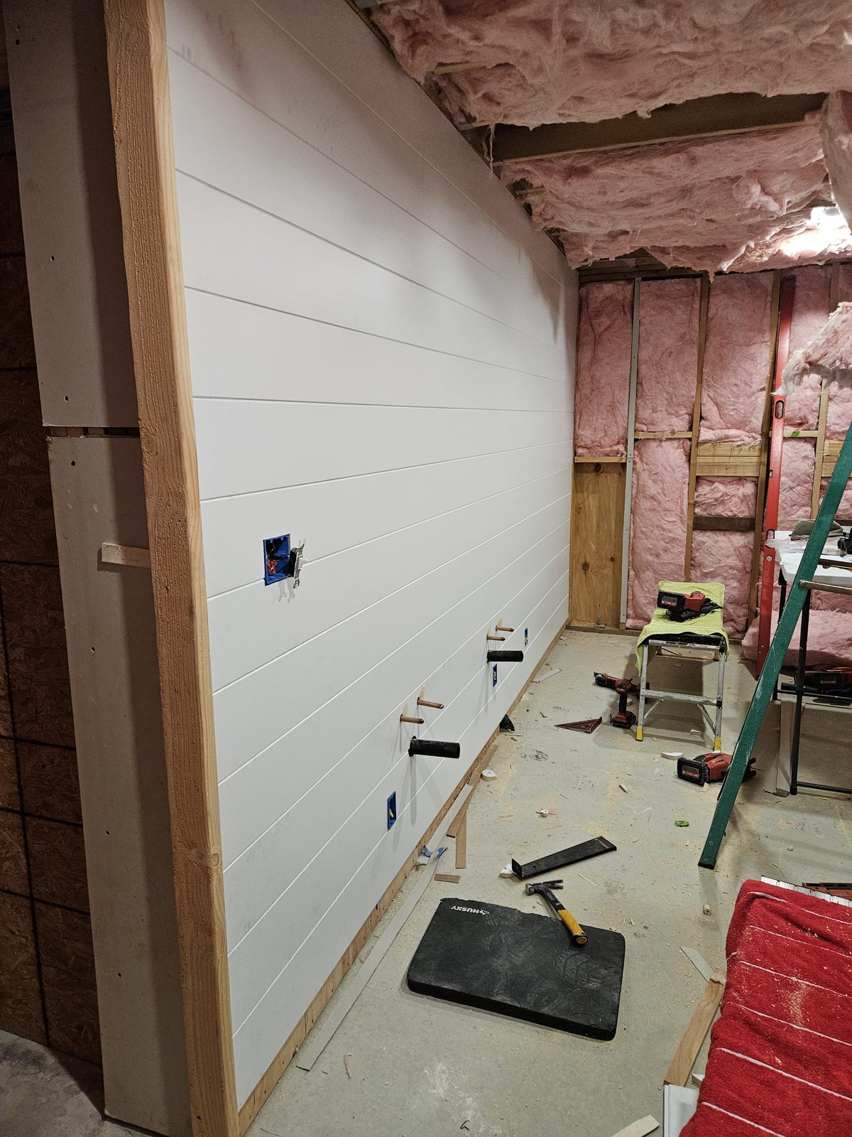 Custom bathroom remodel with tongue and groove wall