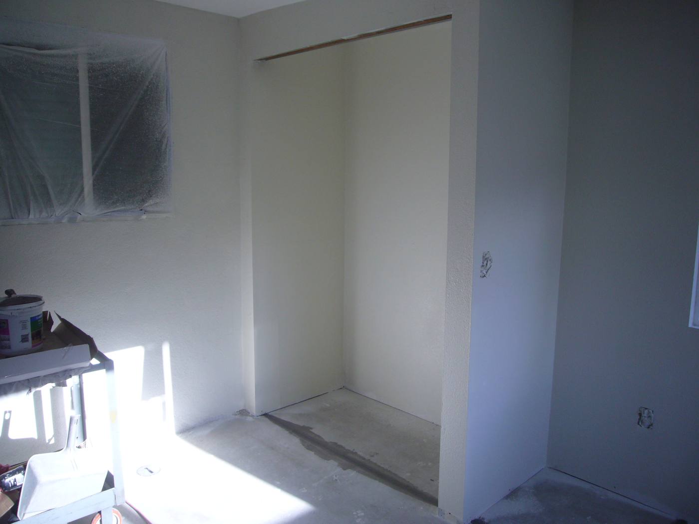 New closet framed and built with shelving