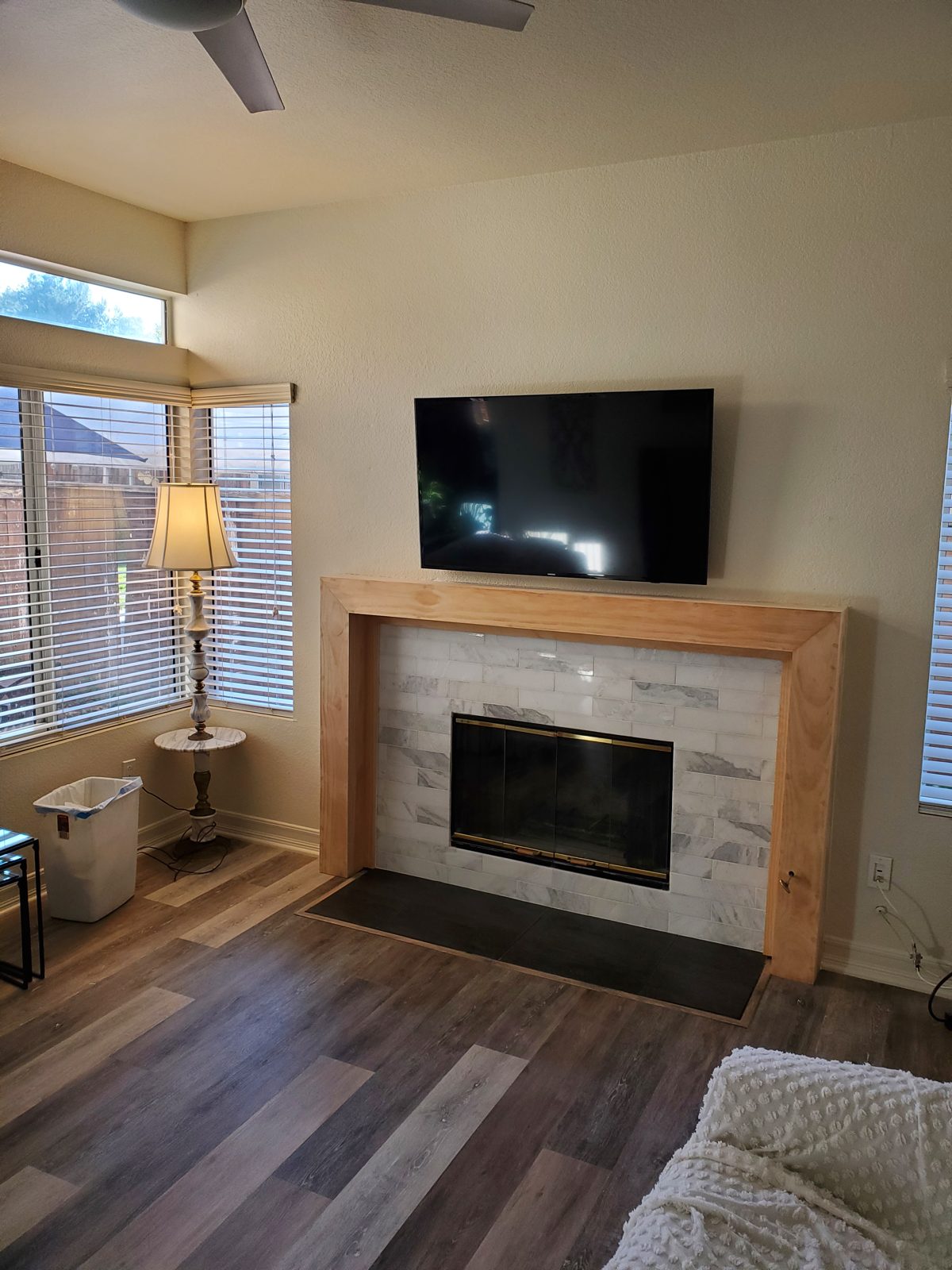 Custom built fireplace surround and mantel