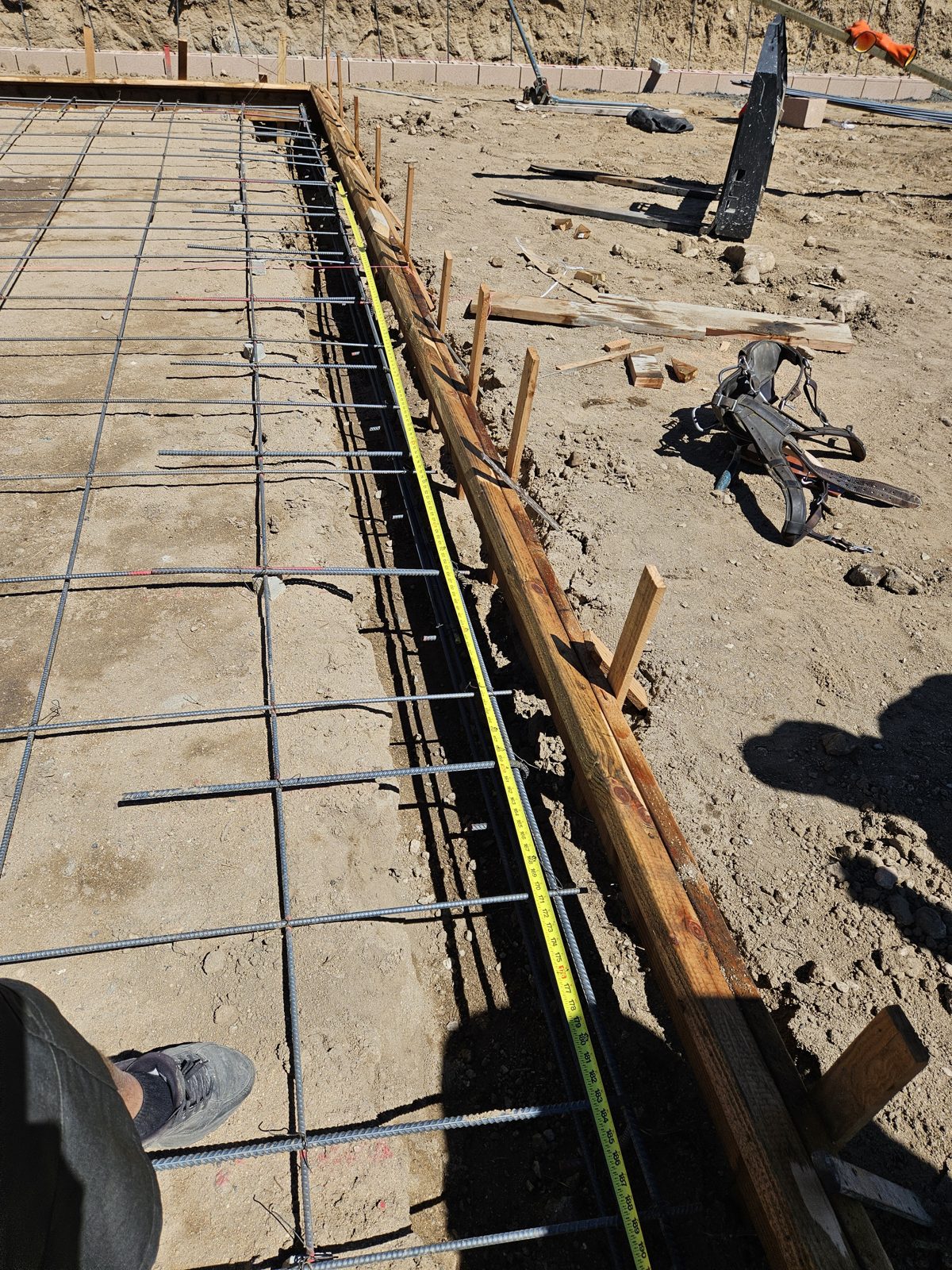 Concrete footing poured and formed