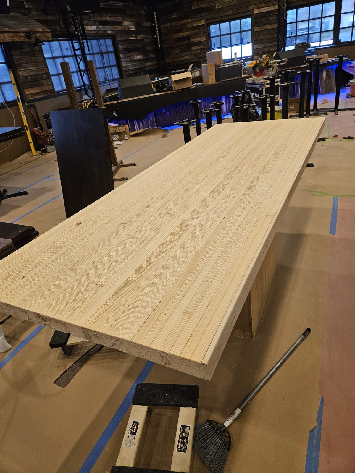 Custom built and finished wood tabletop