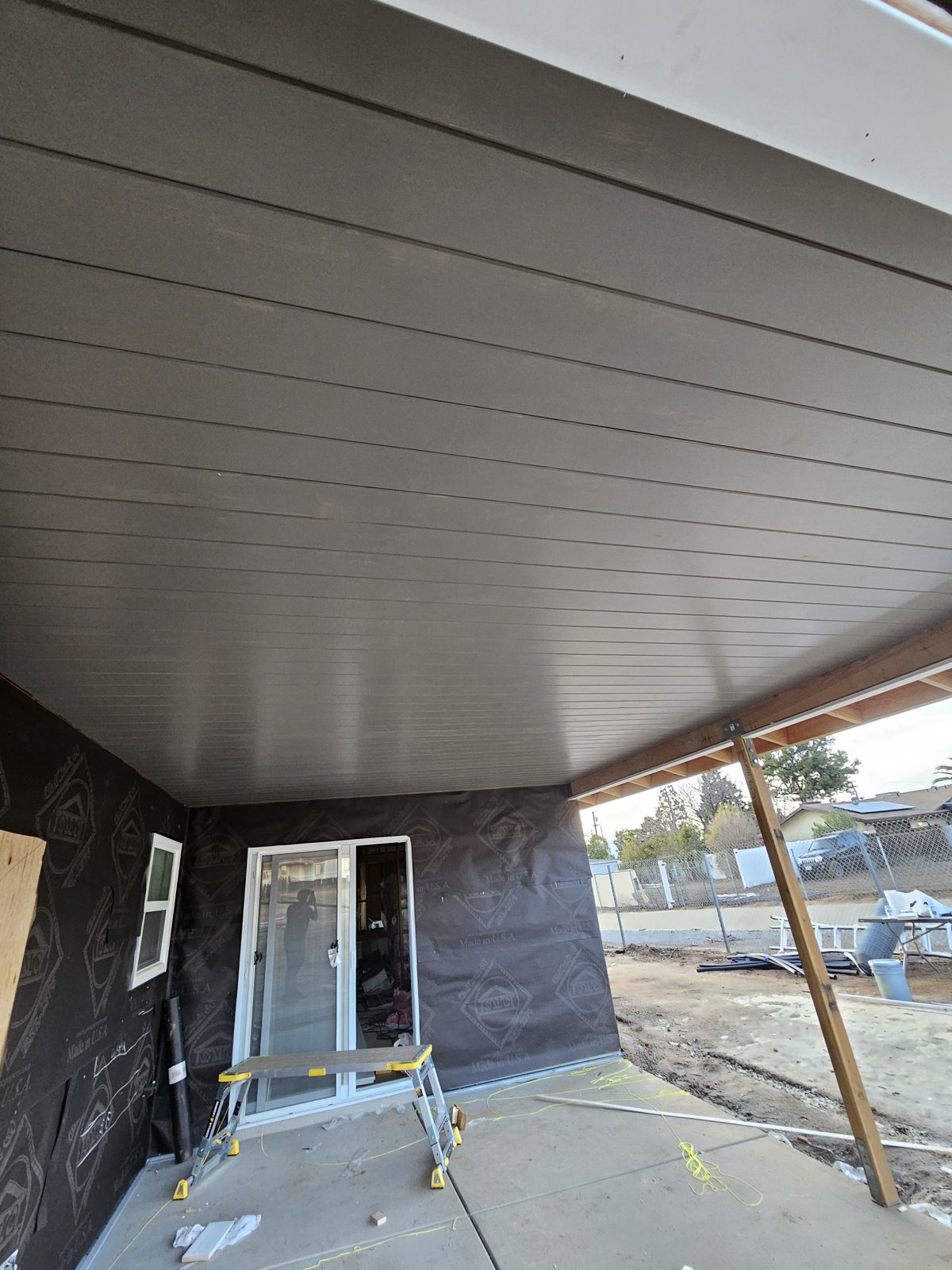Custom patio cover with tongue and groove ceiling