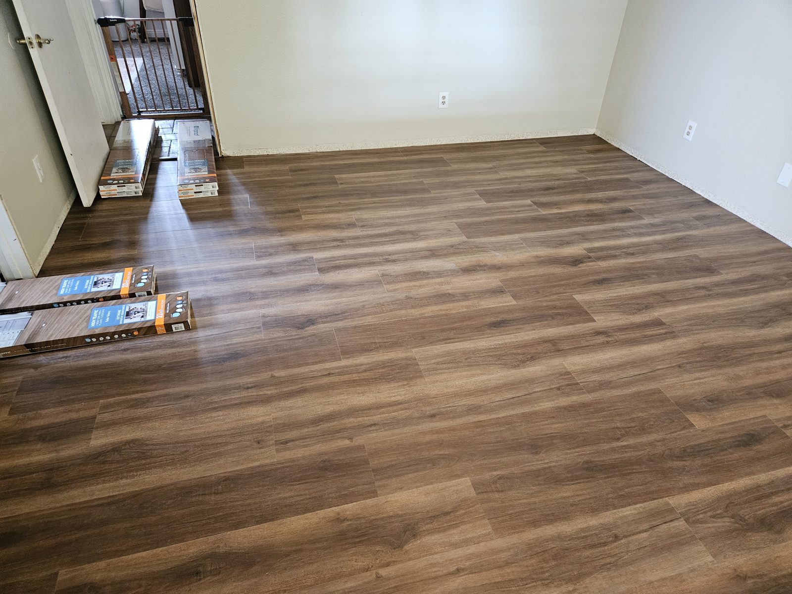 New luxury vinyl plank flooring installed