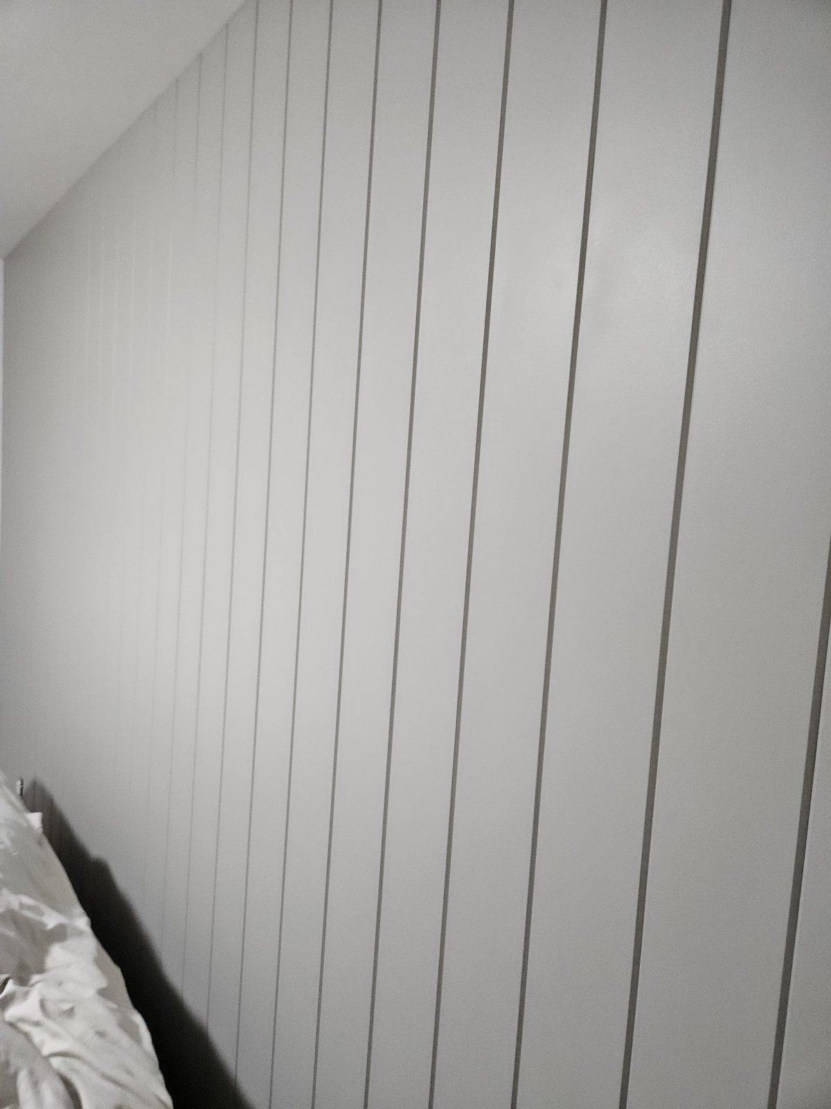 Tongue and groove accent wall installed