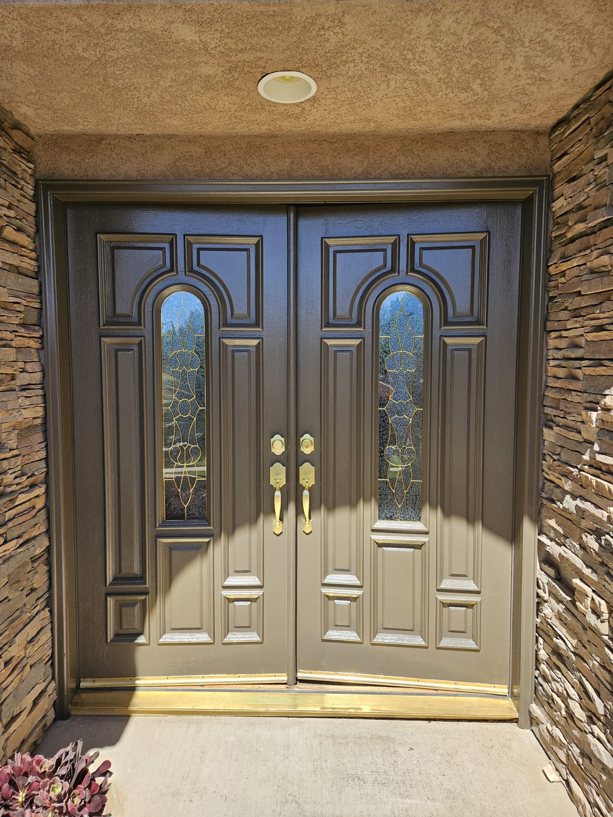 Freshly painted exterior entry door