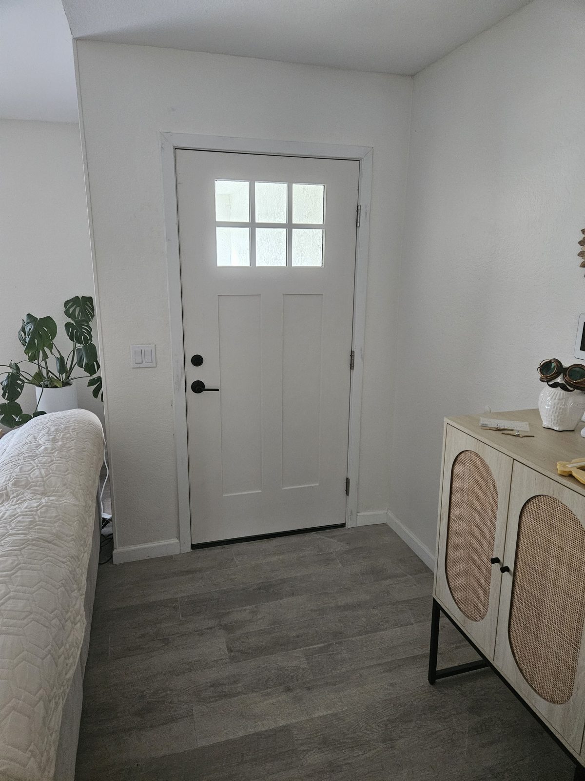 New front door installation with hardware