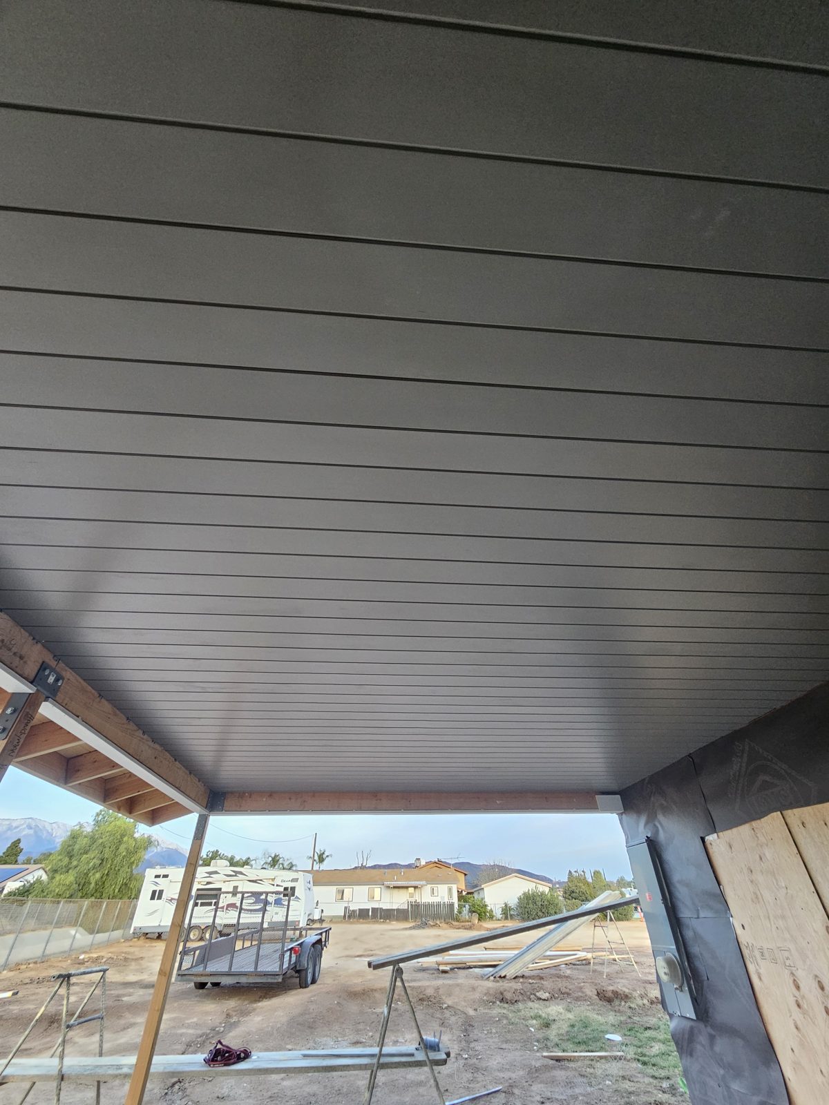 Tongue and groove patio cover built over a patio