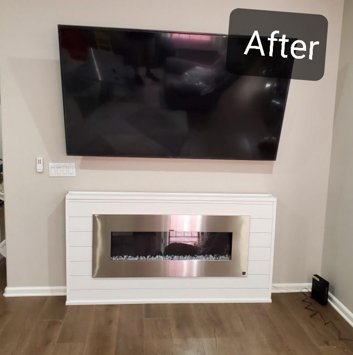 Refinished fireplace after remodel